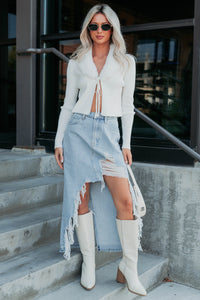 Glitz Happens Detachable Fur Collar Top (Ivory) - NanaMacs