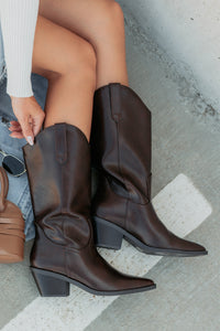 Roads Ahead Modern Mid Calf Western Boots (Brown) - NanaMacs