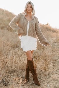 Fading Embers Stitch Sleeve Cardigan (Sand) - NanaMacs