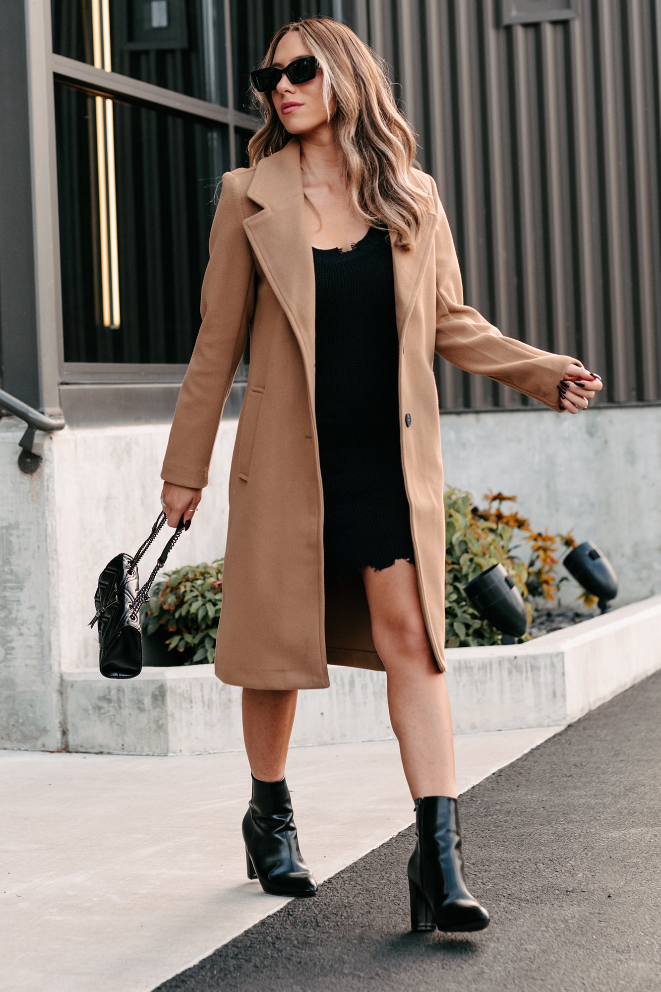 Fashionable For Fall Brushed Fleece Trench Coat (Camel)