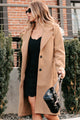 Fashionable For Fall Brushed Fleece Trench Coat (Camel) - NanaMacs