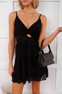 Lovely Promise Sleeveless Lace Mini Dress (Black) - NanaMacs