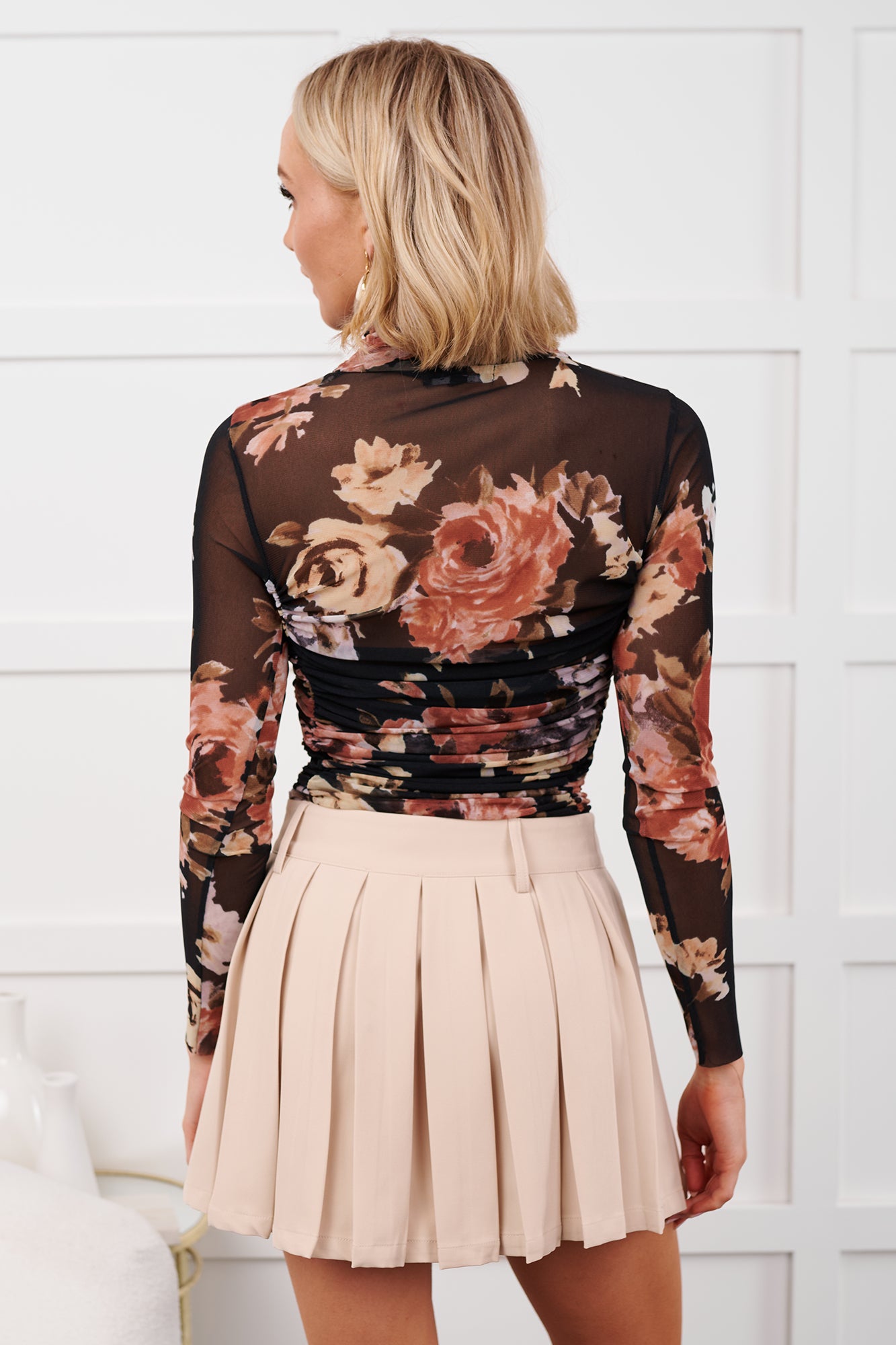 Heartfelt Glance Floral Mesh Bodysuit (Black/Multi)