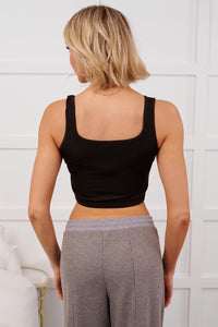 Simply Stated Ribbed Brami Crop Top (Black) - NanaMacs