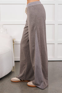 In The Daylight Contrast Tie Waffle Knit Pants (Heather Gray) - NanaMacs