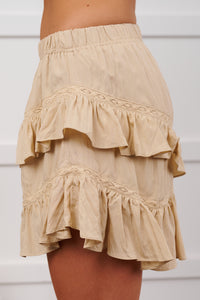 Star Guides High Rise Detailed Layered Shorts (Taupe)