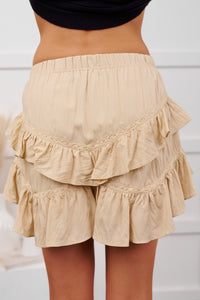 Star Guides High Rise Detailed Layered Shorts (Taupe)