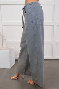 Malani Striped Wide Leg Denim Pants (Blue/White)