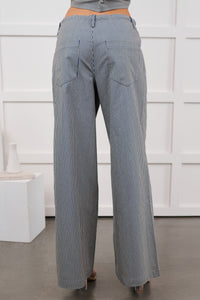 Malani Striped Wide Leg Denim Pants (Blue/White)