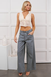 Malani Striped Wide Leg Denim Pants (Blue/White)