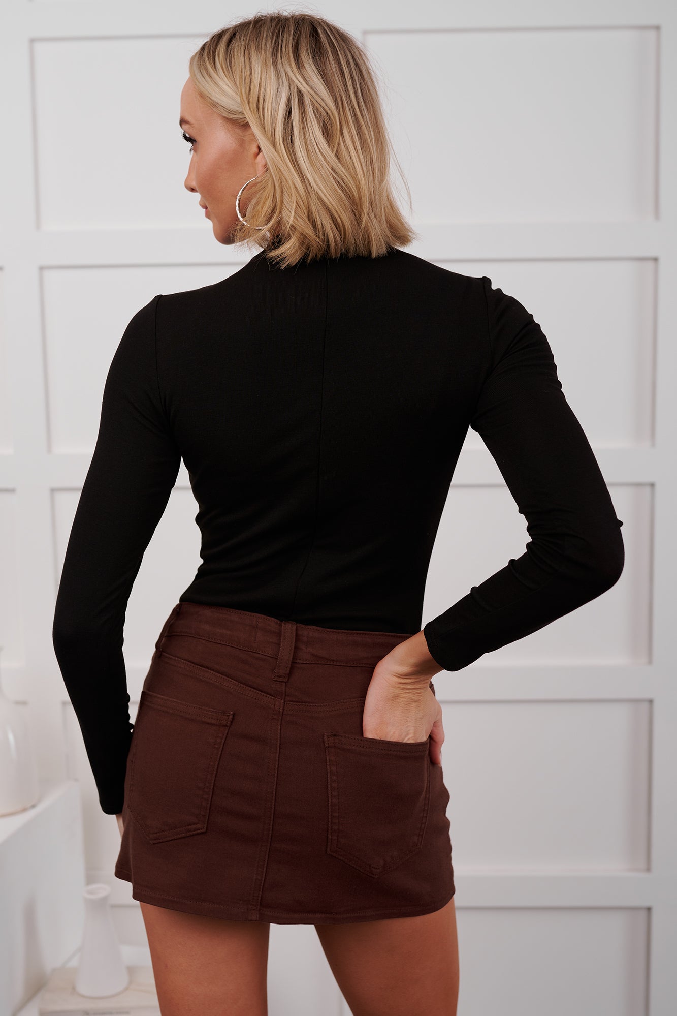 Forever In Love Denim Mini Skirt (Brown) - NanaMacs