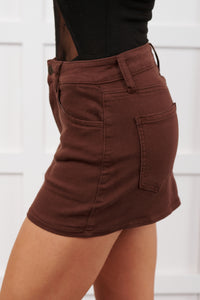 Forever In Love Denim Mini Skirt (Brown) - NanaMacs