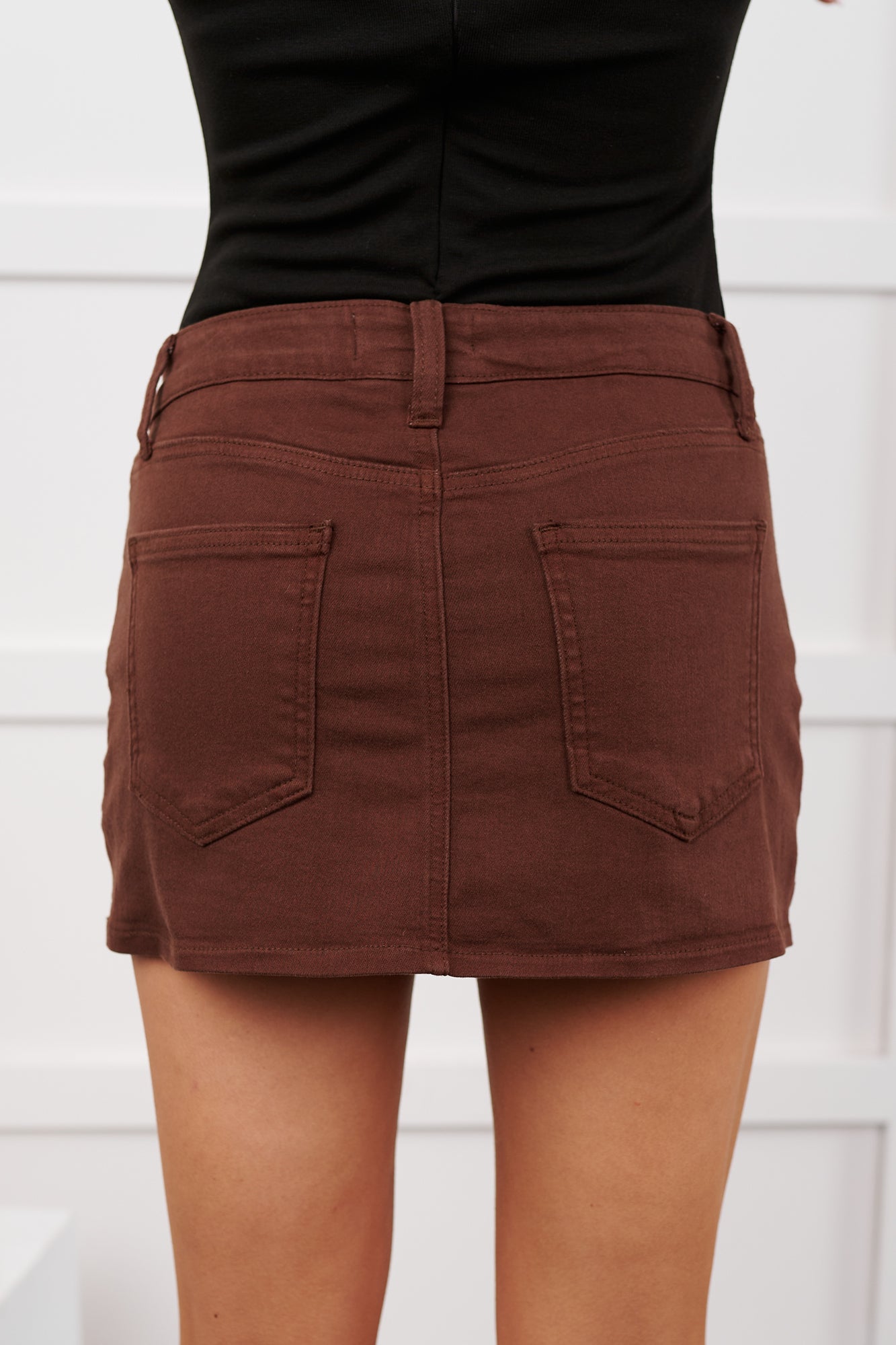 Forever In Love Denim Mini Skirt (Brown) - NanaMacs