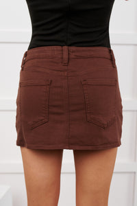 Forever In Love Denim Mini Skirt (Brown) - NanaMacs