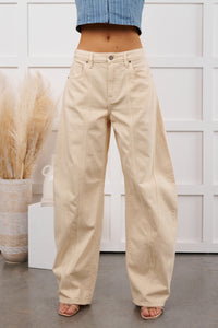 Ventura High Rise Barrel Hidden Jeans (Ecru)