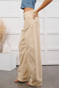 Ventura High Rise Barrel Hidden Jeans (Ecru)