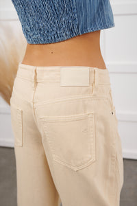 Ventura High Rise Barrel Hidden Jeans (Ecru)