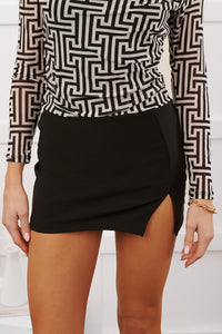 Sparks & Trouble Leg Slit Mini Skirt (Black) - NanaMacs
