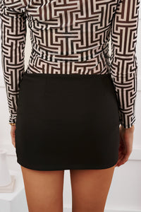 Sparks & Trouble Leg Slit Mini Skirt (Black) - NanaMacs