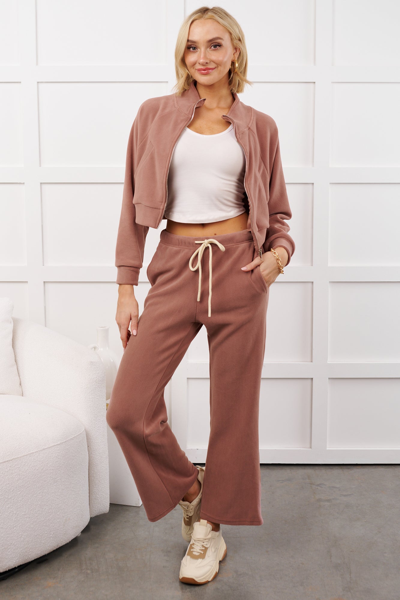 Hey Cutie Fleece Sweatpants (Wood Rose) - NanaMacs