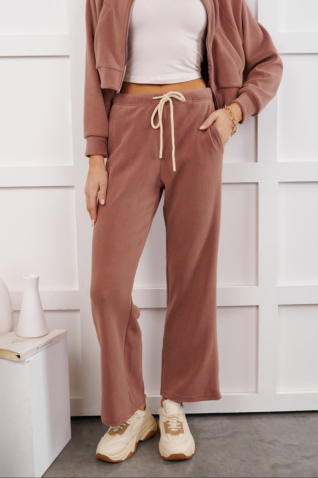 Hey Cutie Fleece Sweatpants (Wood Rose) - NanaMacs
