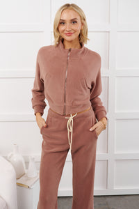 Retro Refresh Hooded Fleece Track Jacket (Wood Rose) - NanaMacs