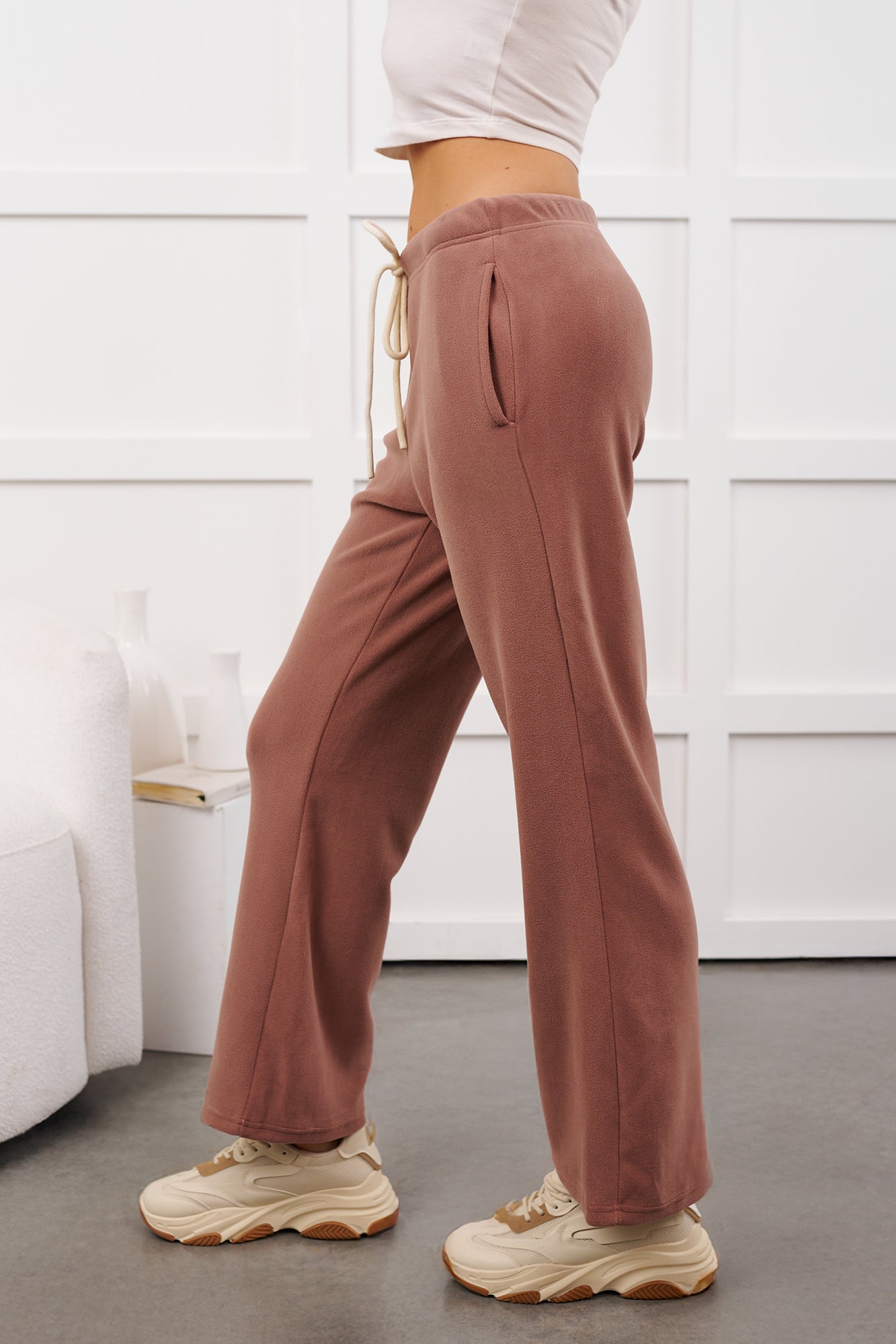 Hey Cutie Fleece Sweatpants (Wood Rose) - NanaMacs