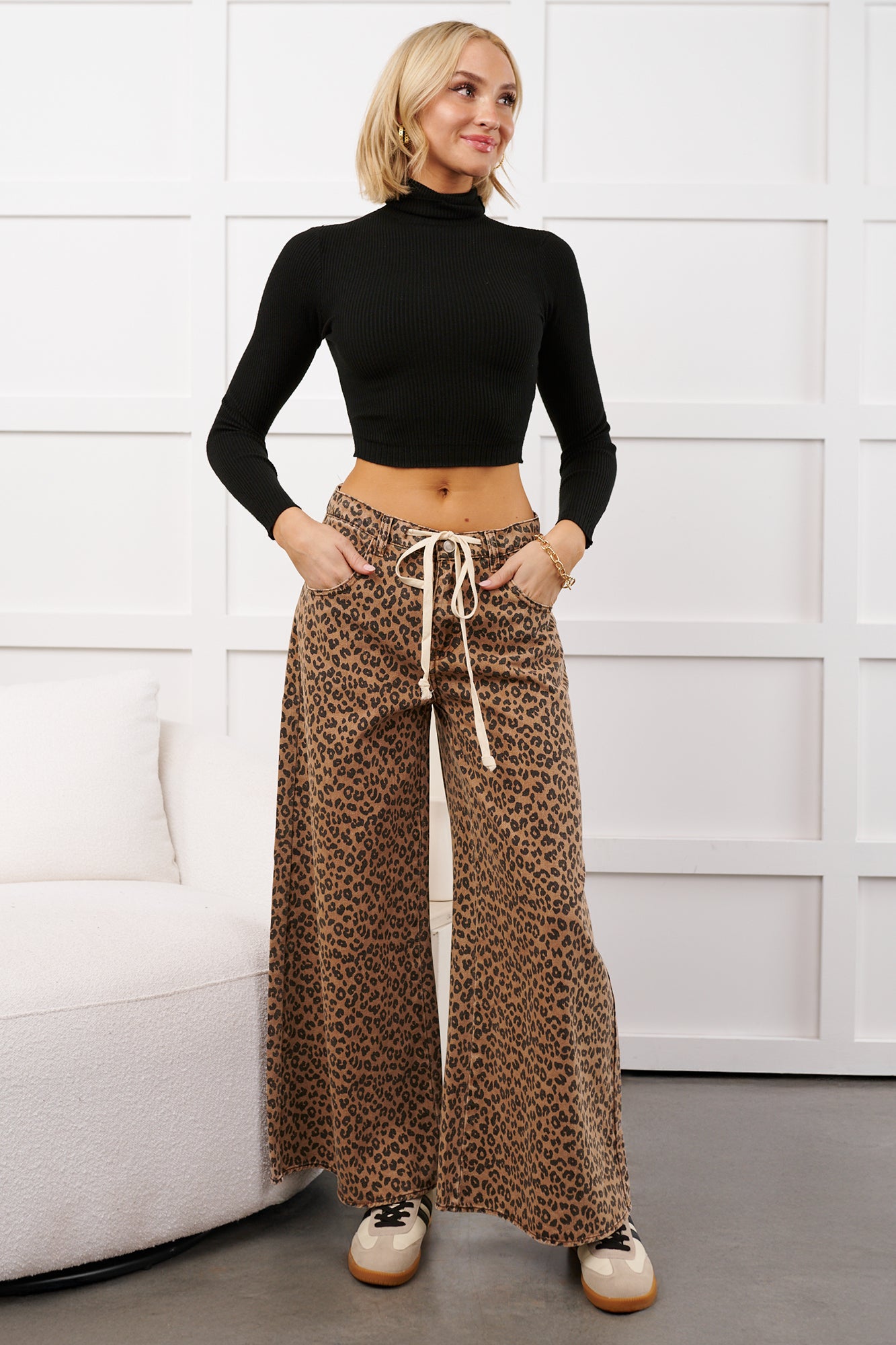 Simply Divine Ribbed Turtle Neck Crop Top (Black) - NanaMacs