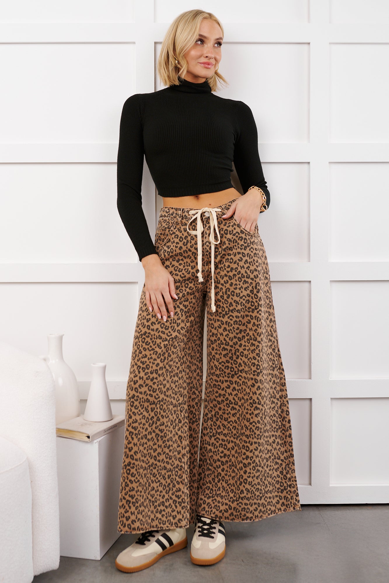 Simply Divine Ribbed Turtle Neck Crop Top (Black) - NanaMacs