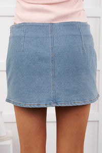 Sweet Feelings Denim Mini Skirt (Light Denim) - NanaMacs