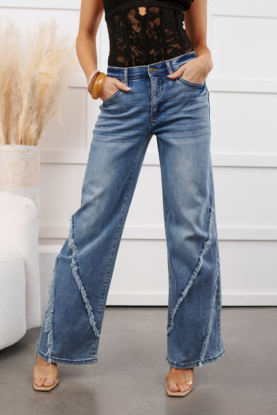 Milly Tummy Control Saige Denim Wide Jeans (Medium)