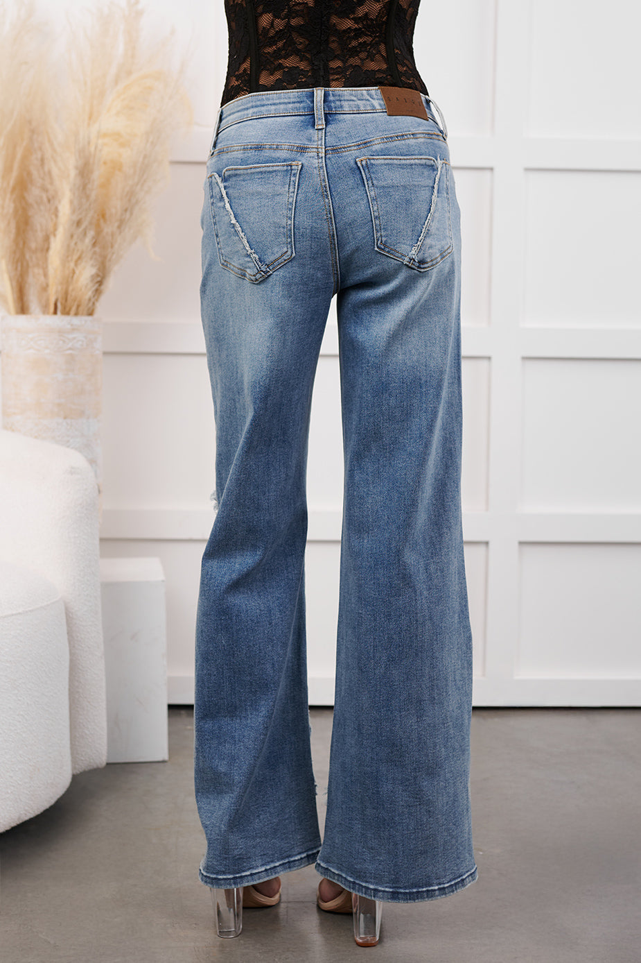 Milly Tummy Control Saige Denim Wide Jeans (Medium)