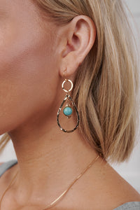 Under Stars Teardrop Dangle Earrings (Turquoise Gold)