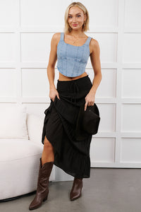 That's Just Karma Denim Corset Top (Light Blue) - NanaMacs