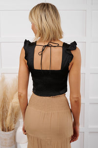 Glamour Season Signature 8 Satin Crop Top (Black) - NanaMacs