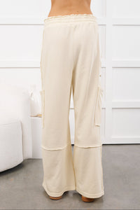 Mellow Hours Cargo Wide Leg Lounge Pants (Cream) - NanaMacs