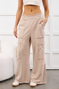 Mellow Hours Cargo Wide Leg Lounge Pants (Dark Taupe) - NanaMacs