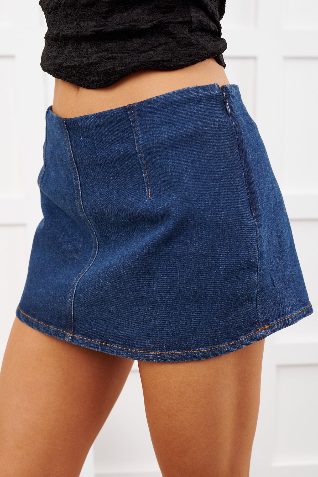 Sweet Feelings Denim Mini Skirt (Dark Denim) - NanaMacs
