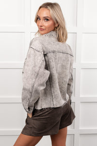 Always Enough Acid Wash Denim Jacket (Grey) - NanaMacs