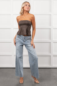 Let Love Rule Peplum Top Two Piece Set (Ash) - NanaMacs