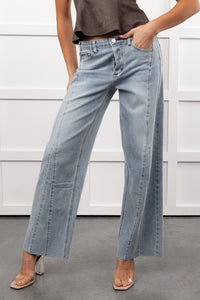 Glenn High Rise Wide Leg Jemina Denim Jeans (Light) - NanaMacs