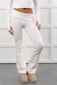 Wait & See Ribbed Two Piece Lounge Set (White) - NanaMacs