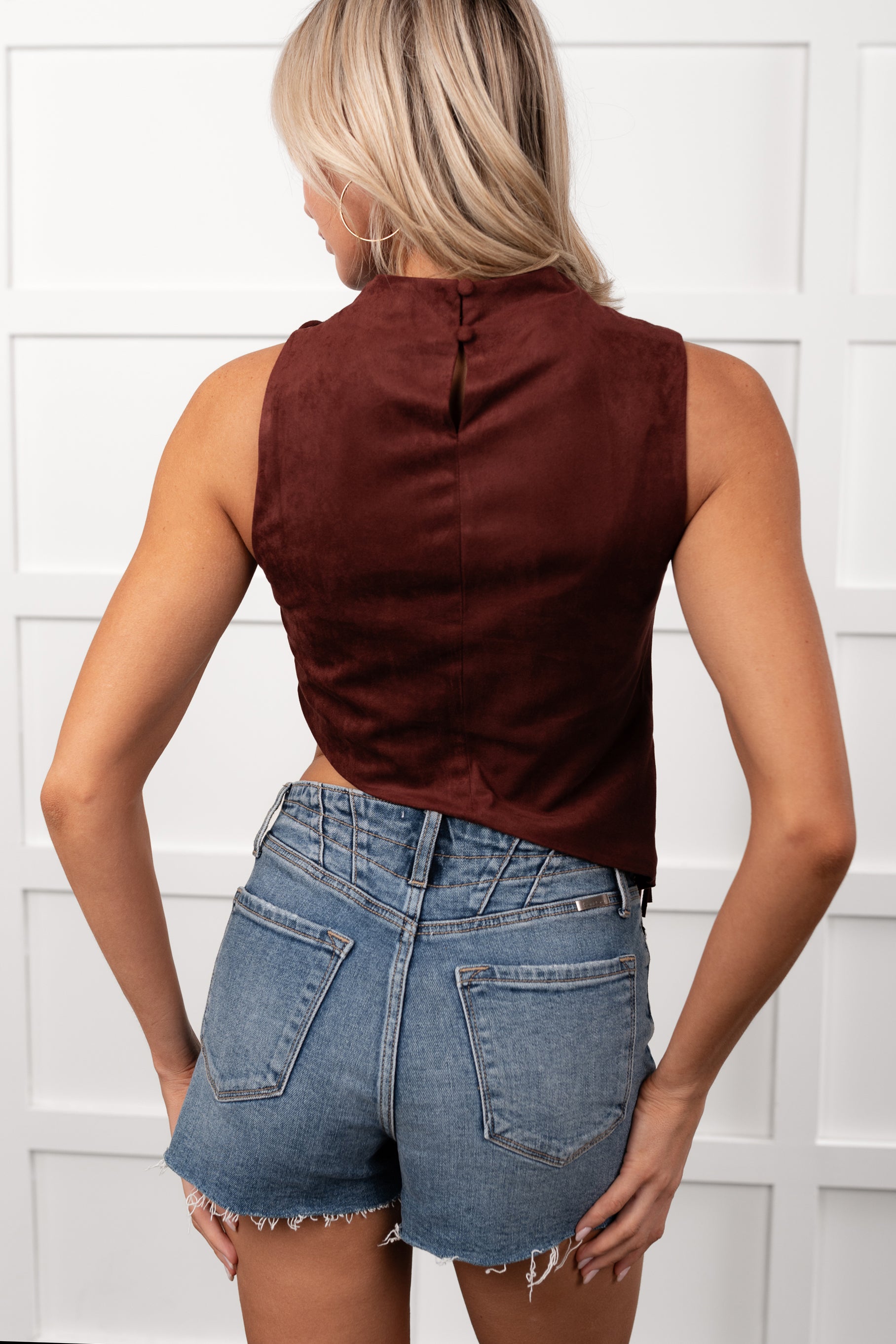 Boujee In Boots Sleeveless Fringe Detail Top (Rust) - NanaMacs