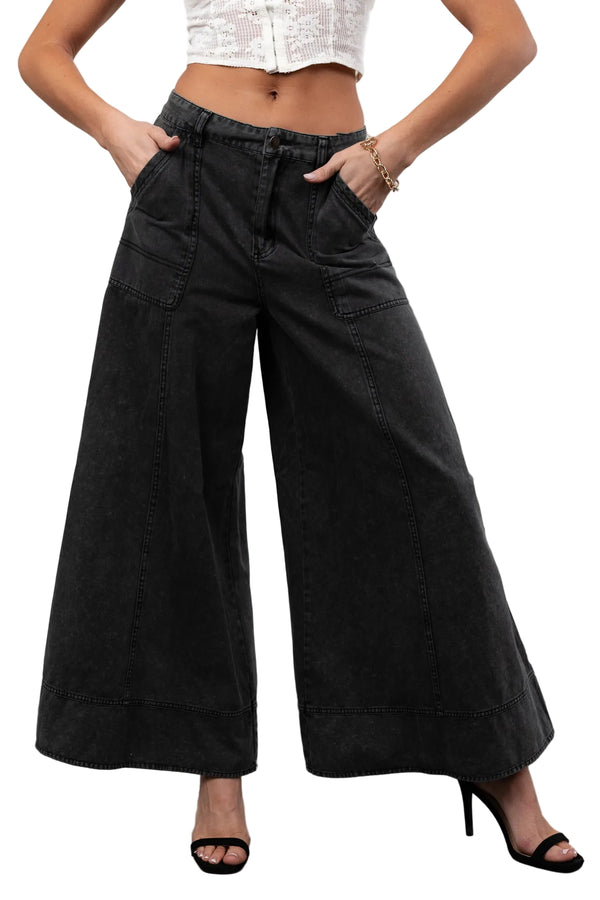 Norris Ultra Wide Leg Mustard Seed Jeans (Charcoal) - NanaMacs