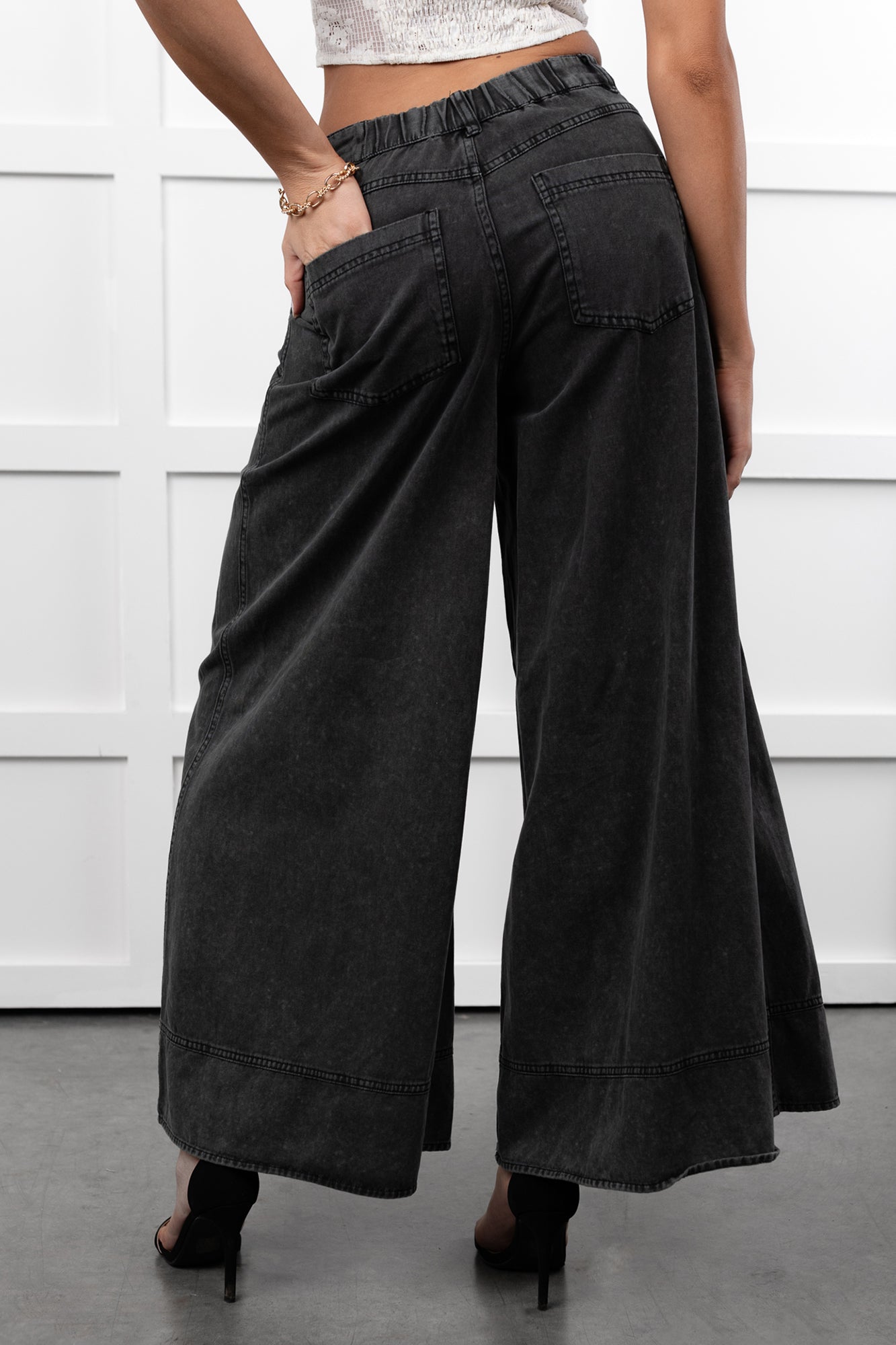 Norris Ultra Wide Leg Mustard Seed Jeans (Charcoal) - NanaMacs