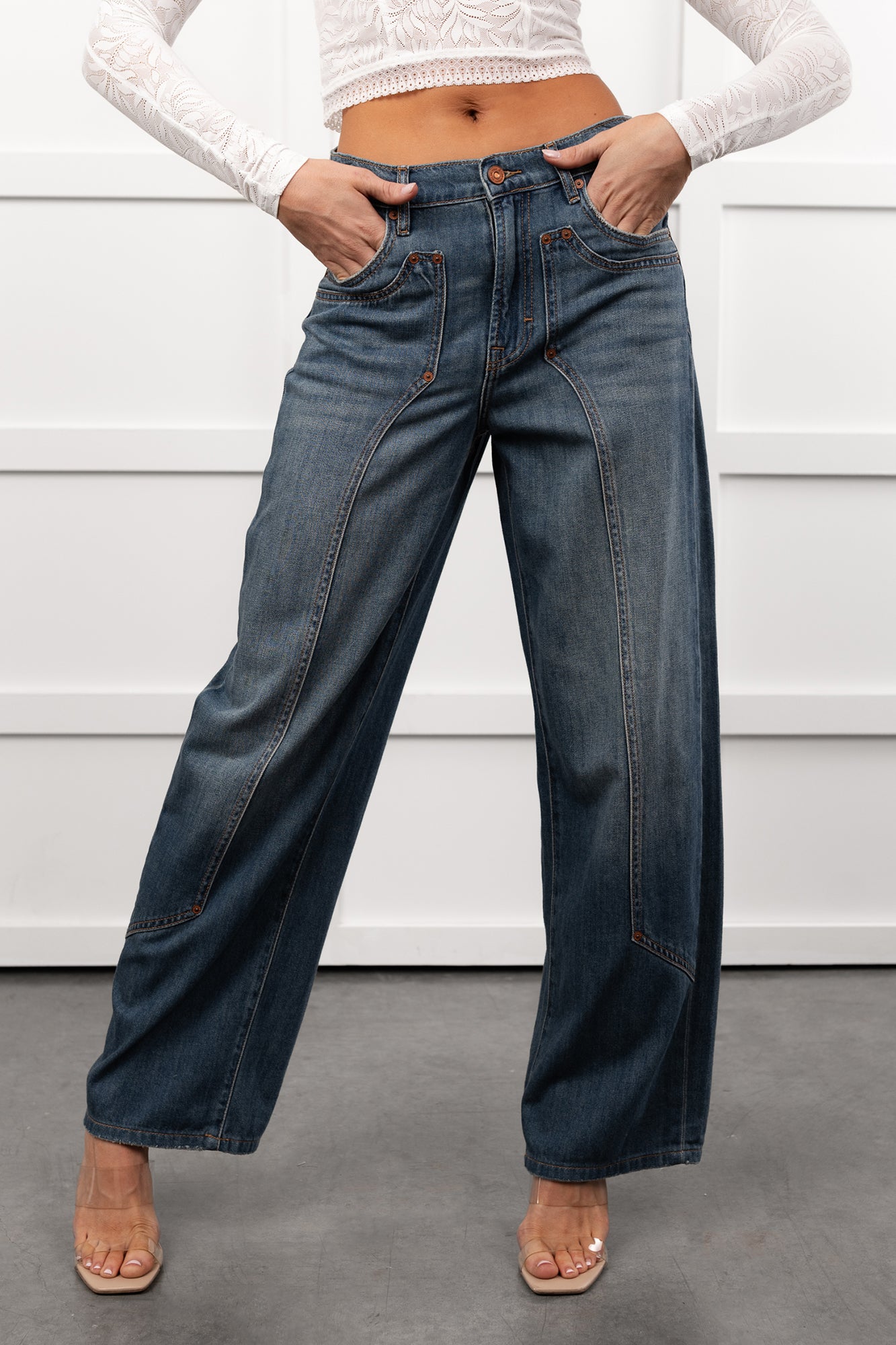 Elise Vintage Baggy Wide Leg Hidden Jeans (Medium) - NanaMacs