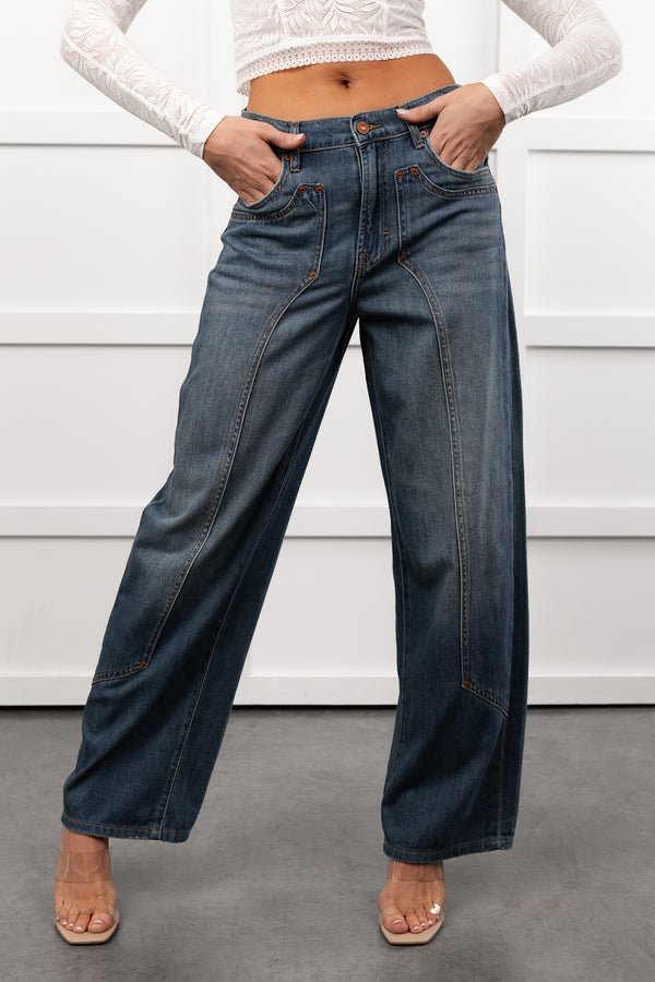 Elise Vintage Baggy Wide Leg Hidden Jeans (Medium) - NanaMacs