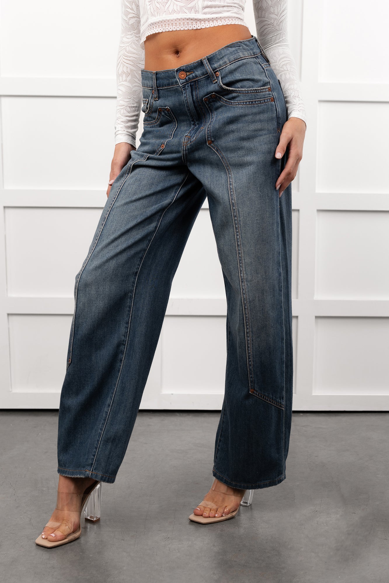 Elise Vintage Baggy Wide Leg Hidden Jeans (Medium) - NanaMacs