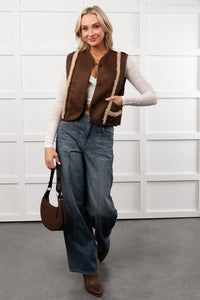 Mountain Muse Faux Suede Vest (Chocolate) - NanaMacs