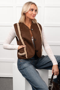 Mountain Muse Faux Suede Vest (Chocolate) - NanaMacs